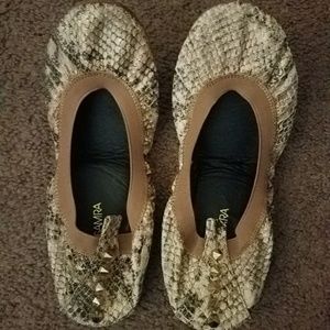 Yosi Samra studded snakeskin ballet flat